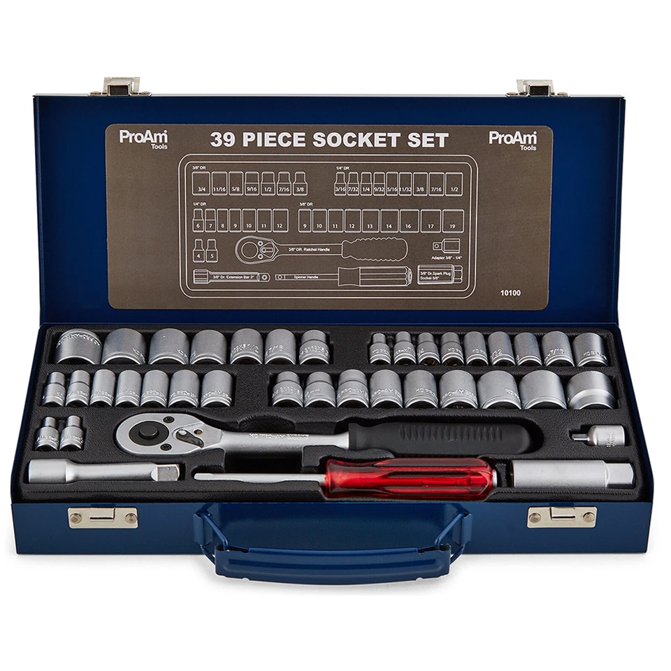 ProAm by KC Tools 39 Piece 1/4" & 3/8" Drive AF & Metric Socket Set | 10100