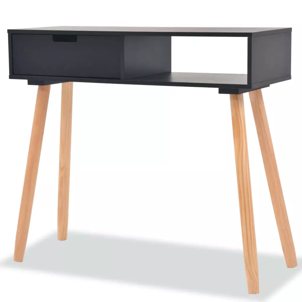 vidaXL Console Table Solid Pinewood 80x30x72 cm Black