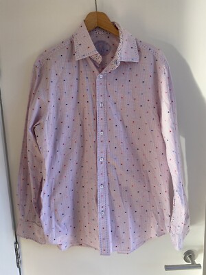 Bugatchi rosa Langarmhemd mit eckigen Knöpfen Größe Large XL original sehr guter Zustand UVP 200£