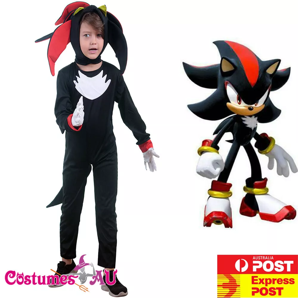 Boys Sonic Shadow The Hedgehog Costume Kids Child Cosplay Party Jumpsuit  Outfit