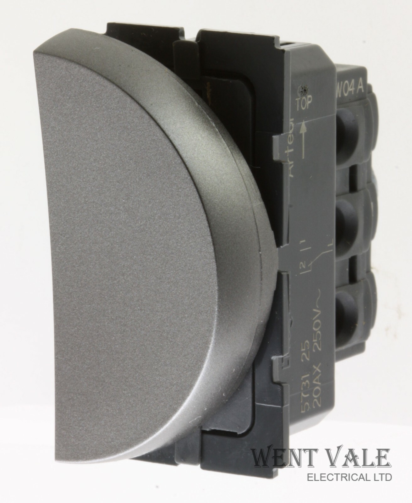 Legrand Arteor - 5731 25 - 20ax Magnesium 2w Half Round Right Hand Switch Mod