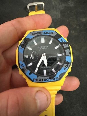 CASIO G-Shock 200M Water Resistant Shock Resistant Yellow octagonal Casioak