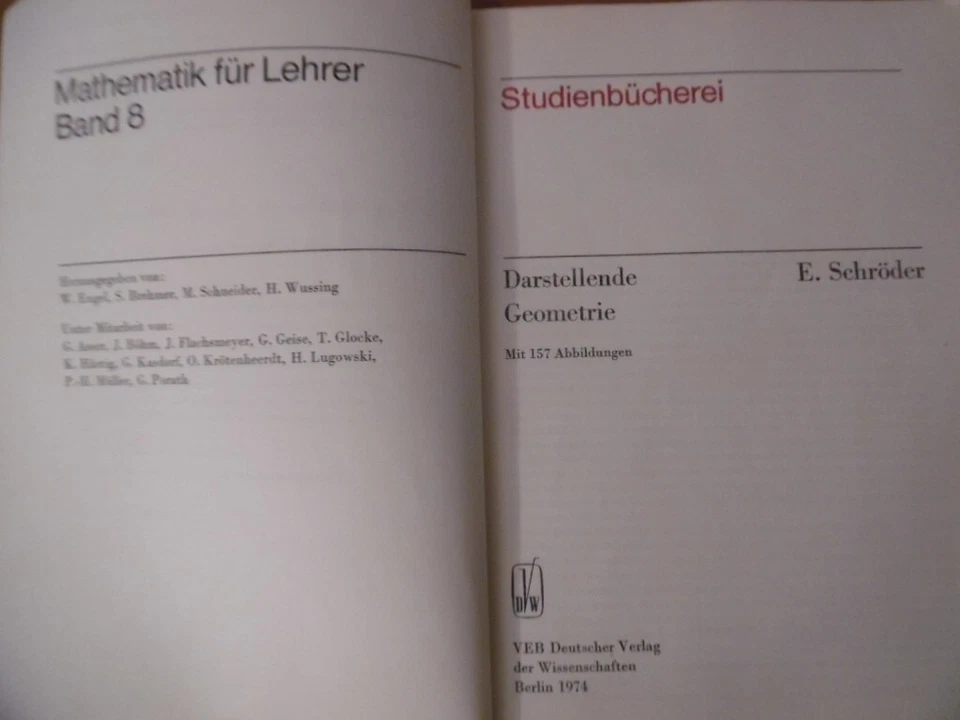 DARSTELLENDE GEOMETRIE Mathematik für Lehrer Studienbücherei 1976 DDR-Schulbuch - Bild 2 von 4