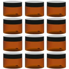 12 Pack 4oz Amber Plastic Cosmetic Jars Leakproof Container with Lids for Cream