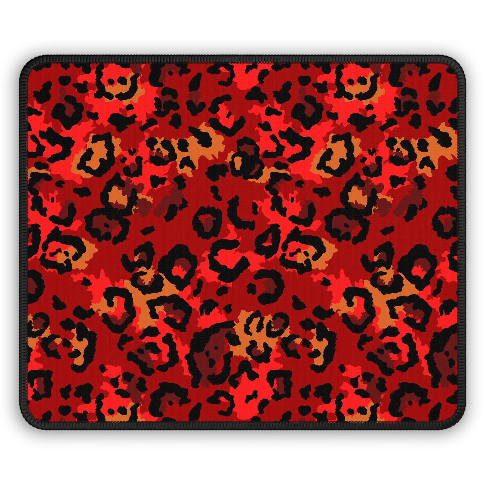 Red Jaguar Print Non-Slip Gaming Mouse Pad with Stitched Edges