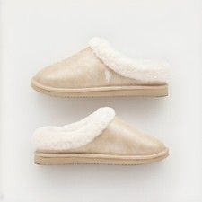 Pole Ralph Lauren Women  s Gold Fur Lined Slippers Size 8 NWB
