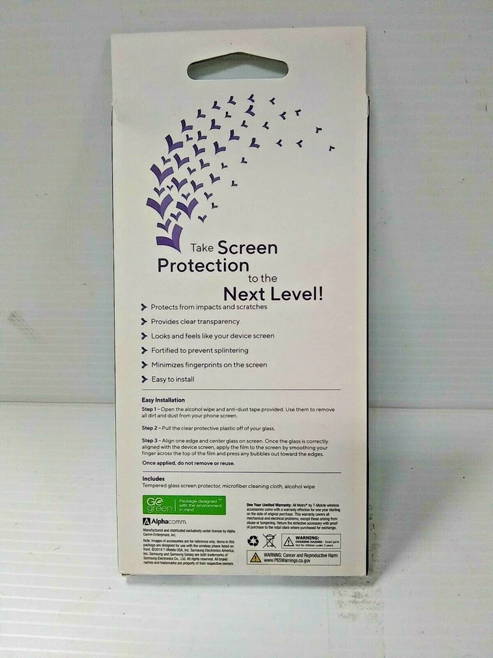 Metro Samsung Galaxy A20 Tempered Glass Screen Protector GLS1010 NEW (W2-2) - Image 2 of 3