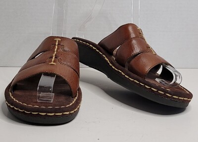 Riverstone Brown Leather Slip on Sandals Women's Size C144