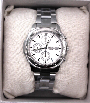 SEIKO SND187 P1 Chronograph Watch Overseas Reimported Models White