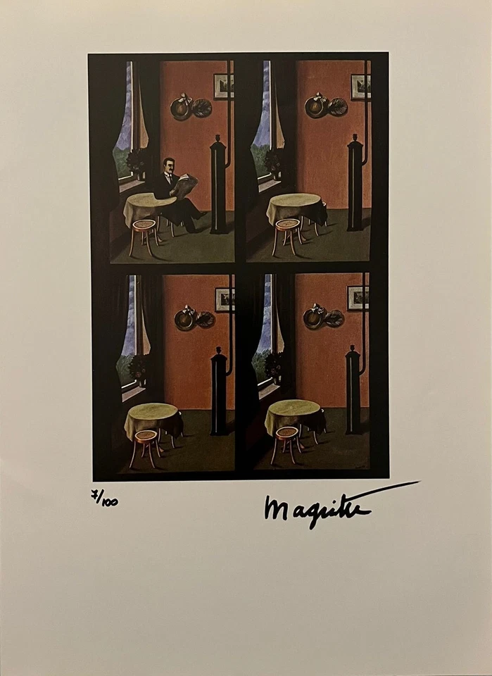 René Magritte, Litografía Original Firmada a Mano con Certificado de Autenticidad y Valoración de $3,500 Foto 2 de 4