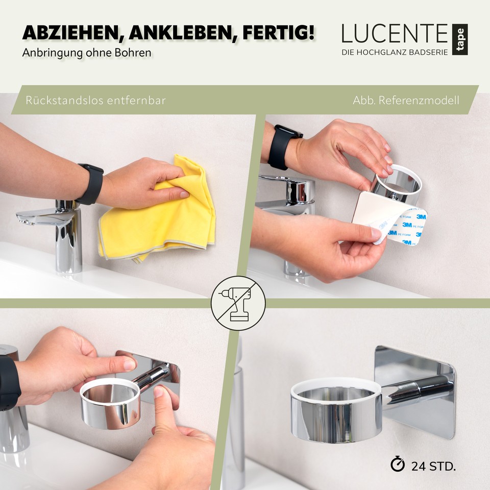 Bremermann Bad-Serie Lucente Glasablage - Edelstahl Verchromt Mit Klebeset