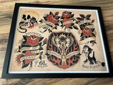 Sailor Jerry Vintage Tattoo flash Pin Up Art Print 11x14 FRAMED  Ready to Hang 