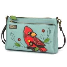 New Chala Deluxe Crossbody Bag Vegan CARDINAL Bird Blue RFID Blocking Gift