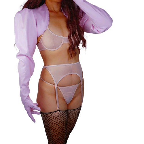 LATEX BOLERO GLOVES Oversized PUFF Sleeve Shine POWDER BLUE Faux Patent Leather - Picture 18 of 18