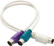 Notebook/Laptop PS2 Y/Splitter Mouse Keyboard Cable/Cord/Wire Adapter Grey