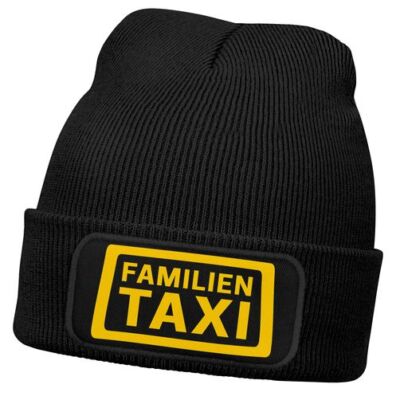 Men's beanie with patch knitted hat slogan parent taxi print funny hat