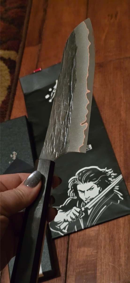 Yu Kurosaki Japanese Santoku Knife Juhyo V-Toku2 Hammered Black