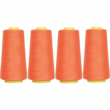 4 BIG CONES TEX ORANGE SERGER SEWING THREAD 2750 YD TEX 27 40S/2 - THREADART
