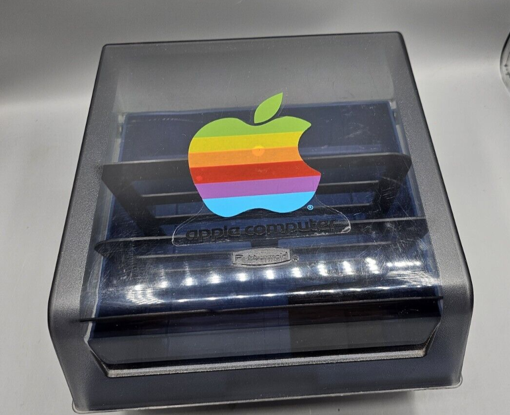 Vintage Floppy Disk Holder Case w Dividers W Apple Computers Sticker