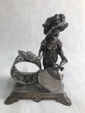 James W. Tufts Quadruple Plate Girl With Fan Napkin Ring