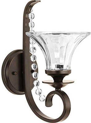 Progress Lighting~ Antique Bronze~ Vanity Light Sconce Fluted Glass 60W
