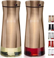 Olive Oil and Vinegar Cruet Dispenser Set with Elegant Glass Bottle and Drip Fre