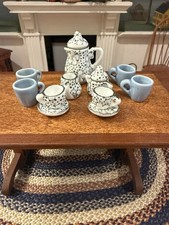 Oversize Daisy Tea Set 4 Coffee Mugs 11 Piece Dollhouse Miniature