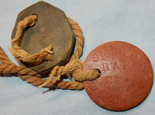 WW1 ERA ROYAL AIR FORCE DOG TAGS 91606 BAGHADOUR - BRITISH MILITARY RAF