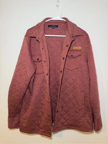 Simply Southern Mauve Red Diamond Quilted Shirt Jacket Men’s Medium - product listing photo