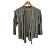 NIC ZOE Lightweight 4 Way Open Front Cardigan Sweater Linen Blend Green Small