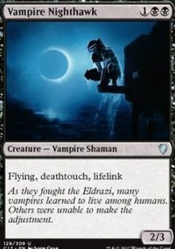 Vampire Nighthawk~129/309~LP~(C17) - Commander 2017~MTG