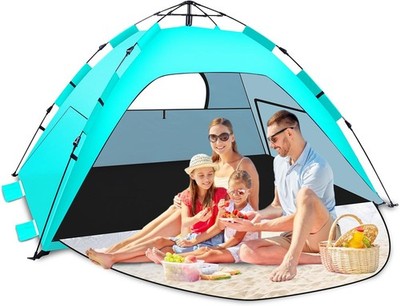 Strandmuschel Automatisches Pop Up UV-Schutz 50+ mit 3 Veranda Windschutz