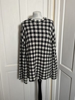 Arket ladies Black White Gingham Check Long Sleeve Jumper Size medium
