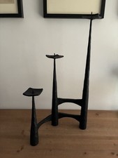 Brutalistyczny świecznik świecznik kute żelazo lite