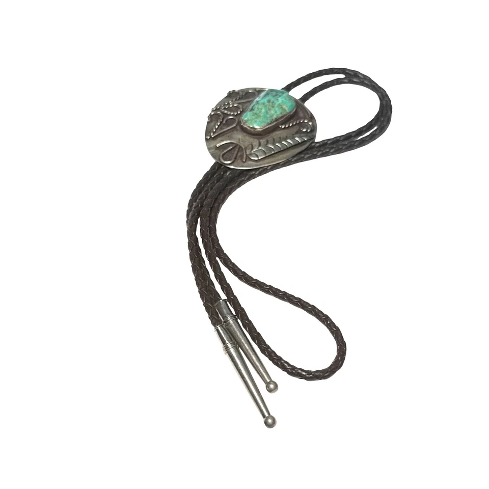 Corbata Bennett de plata esterlina turquesa estilo navajo occidental joyería Foto 3 de 4