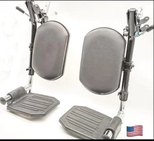 Wheelchair Elevating Legrests with Padded Calf Pads, Composite Footplates, Black