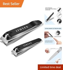 Stainless Steel Nail Clippers Set for Thick Nails - Ergonomic Design