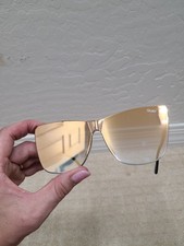 Quay Austrailia COME THRU 1212 Mirrored GOLD Oversized CatEye SUNGLASSES Sunnies