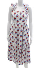 J Crew Women Fit & Flare Sundress White Cotton Square Neck Sleeveless Size 0