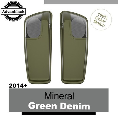 Mineral Green Denim 5x7 Saddlebag Speaker Lids Audio Cover For Harley 2014+