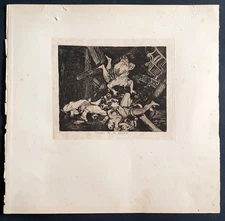 Stampa antica 1921 francisco goya Hugo Kehrer retirage desastres de la guerra