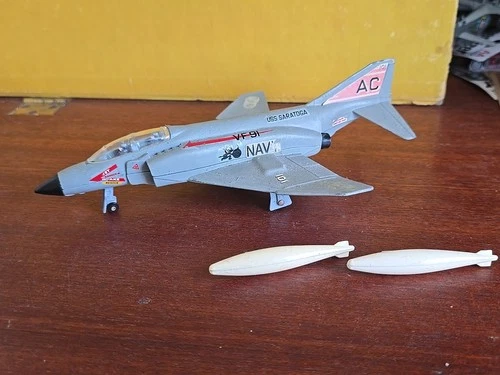 VINTAGE DINKY TOYS 730 NAVY PHANTOM II JET FIGHTER AIRCRAFT With Two Missiles