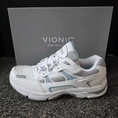 Vionic Walker 23 Womens Walking Shoes Size 10 White Blue Orthotic Sneakers