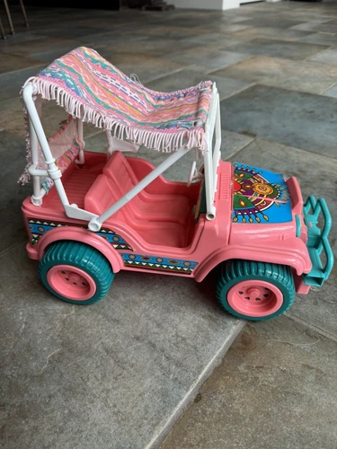 Barbie Pink & Blue Western Fun Desert Rider Jeep Vintage Vehicle 1987 W/ Canopy