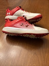 Under Armour Yard Turf Baseball Shoes Cardinal/White Men  s Size 8 3025593-601