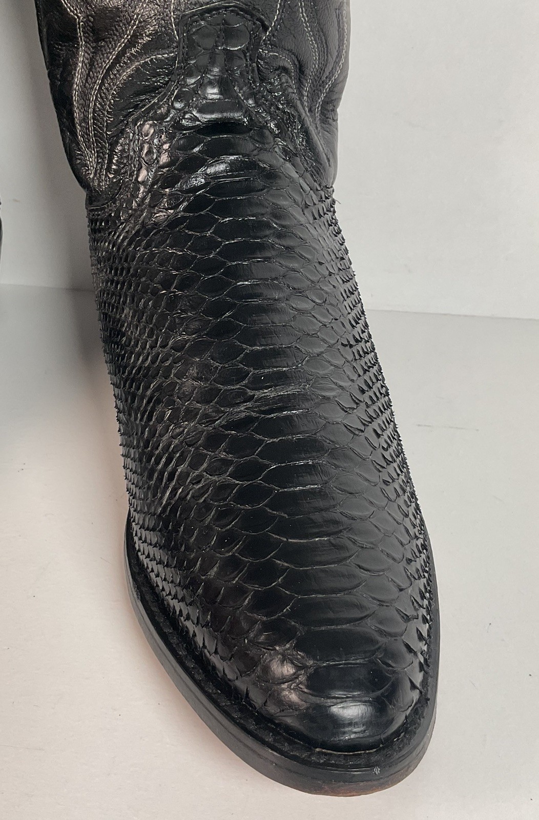 Dan Post Python Snakeskin Cowboy Boots | Midnight… - image 12