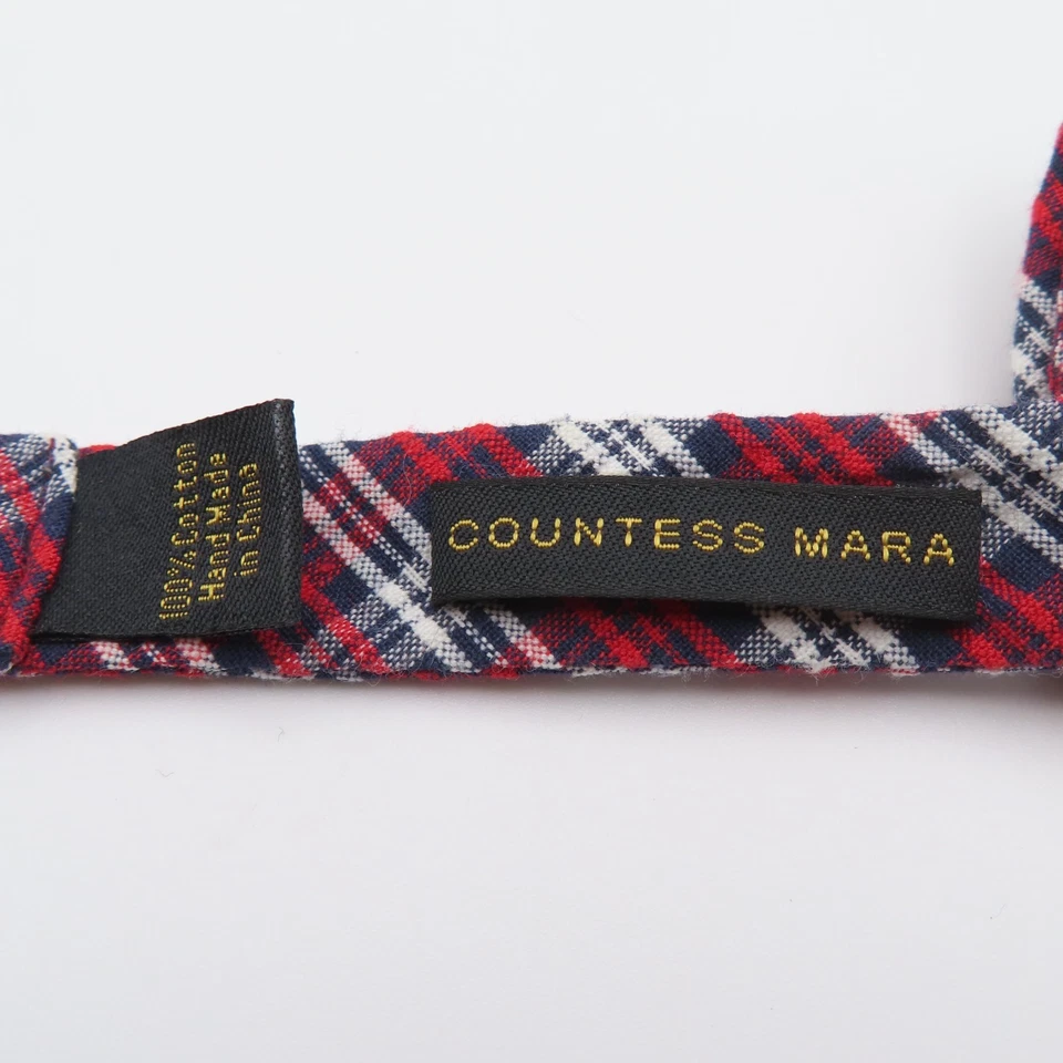 Pajarita Countess Mara Algodón Rojo Negro Cuadros 2.5" Ancho Preatada Formal Foto 3 de 4