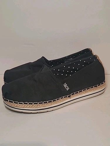 SCARPA Scarpe Bobs By Skechers donna 6 5 Breeze espadrillas flat slip on tela nera