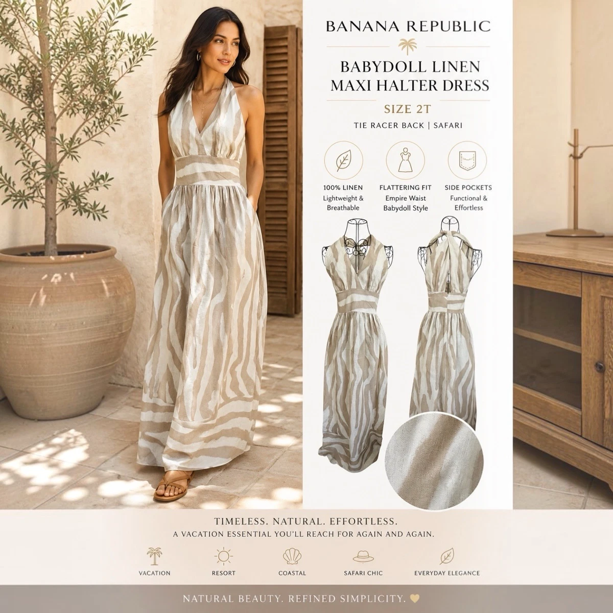 banana republic linen halter dress Halter Neck Flowy Dress