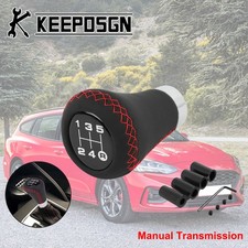 Auto Manuell 5 Gang Manuell Schaltknauf Ersatz Leder Schwarz Rot für Ford Focus